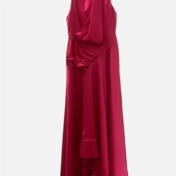 Acler Fuchsia Pink Halter Satin Evening Dress - Picture 4 of 5